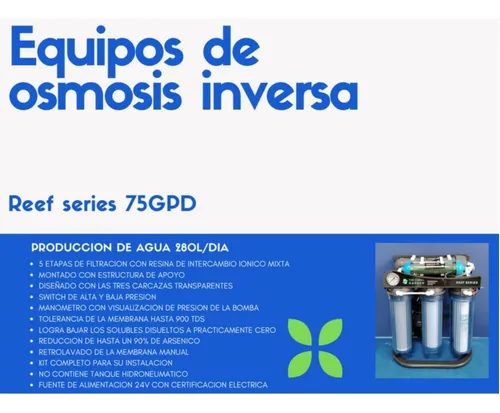 Filtro Equipo Osmosis 75gpd 5 Etapas
